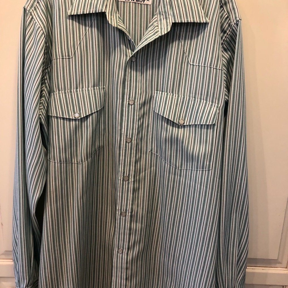 Crazy Cowboy Western Shirt Sz Large Pearl snaps